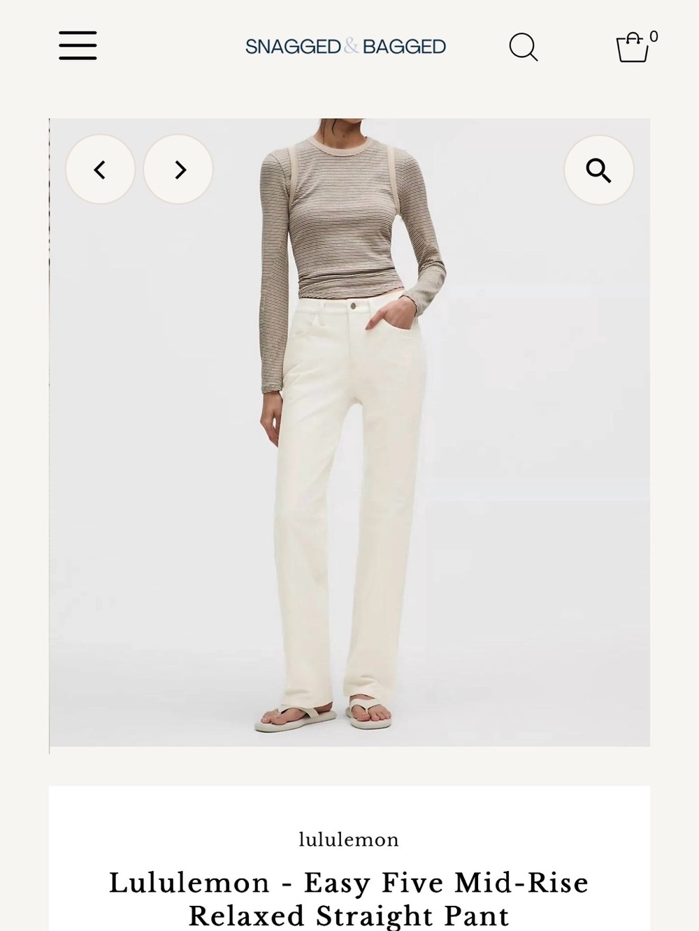 lululemon athletica Cream Straight-Leg Mid-Rise Jeans